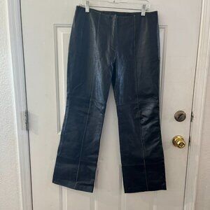 Wilsons Maxima LeatherBlack Textured Leather Boot Cut Mobwife Lined Pants Sz 10